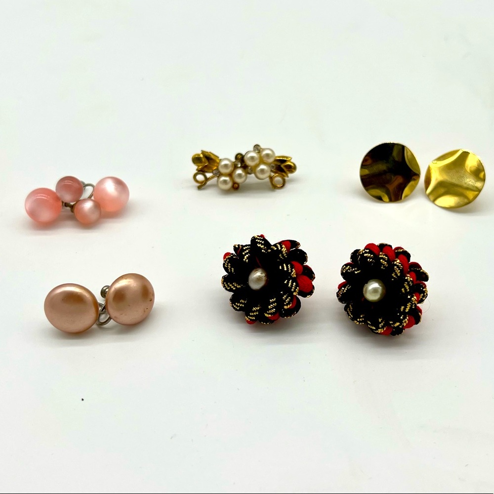 Set of Five Vintage Screw Back Earrings